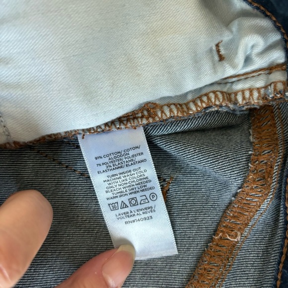 LOFT Slim Flare Denim Jeans Raw Edged Hem Dark Wash Size P32/14 - Picture 8 of 15